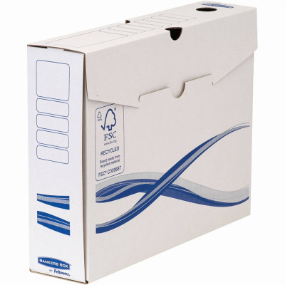 Archiváló doboz A4, 80mm, Fellowes® Bankers Box Basic, 10 db/csomag, kék-fehér Archiváló doboz A4, 80mm, Fellowes® Bankers Box Basic, 10 db/csomag, kék-fehér