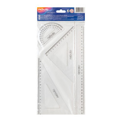 Vonalzókészlet, 4 db-os, 30 cm-es vonalzóval, Nebulo Vonalzó, szögmérő Nebulo