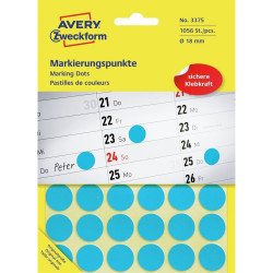 Etikett címke, o18mm, jelölésre, 24 címke/ív, 44 ív/doboz, Avery kék Etikett - címke Avery