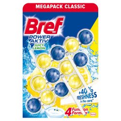 WC illatosító golyós 3 x 50 g Power Aktiv Bref Lemon Toalett tisztító, WC illatosító Bref