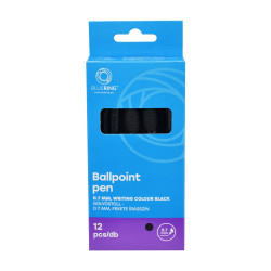 Golyóstoll 0,7mm, nyomógombos, gumírozott fogórész, fekete átlátszó test, Bluering® R2, írásszín fekete Golyóstoll Bluering