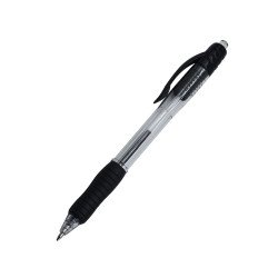 Golyóstoll 0,7mm, nyomógombos, gumírozott fogórész, fekete átlátszó test, Bluering® R2, írásszín fekete Golyóstoll Bluering