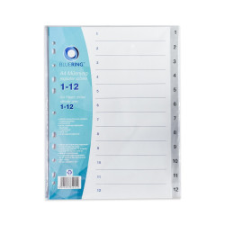 Regiszter műanyag 1-12 Bluering® szürke Regiszter Bluering