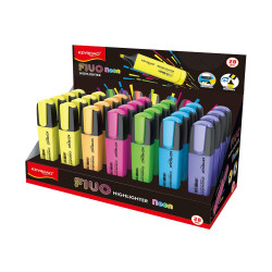 Szövegkiemelő vágott hegyű, lapos test, 28 db/display, Keyroad Fluo neon színek Szövegkiemelő Keyroad