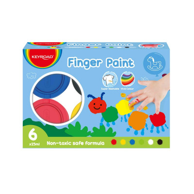 Ujjfesték készlet, 6 x 25 ml, Keyroad, vegyes színek Ujjfesték készlet, 6 x 25 ml, Keyroad, vegyes színek