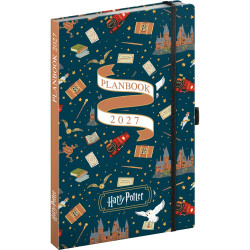 Keménytáblás notesz krémszínű lapokkal leszorító gumiszalaggal Harry Potter-Hogwarts 130x210mm, Presco Napló Presco