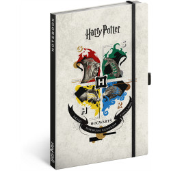 Keménytáblás notesz krémszínű lapokkal leszorító gumiszalaggal Harry Potter-Hogwarts 130x210mm, Presco Napló Presco