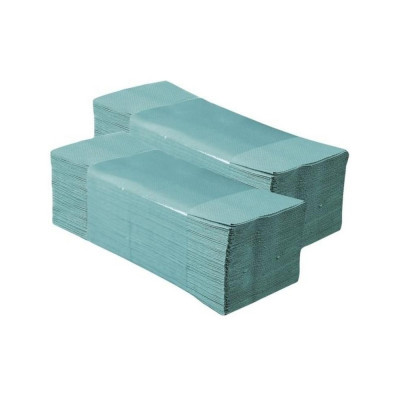 Kéztörlő 1 rétegű V hajtogatású 250 lap/csomag lapméret 23 x 25 cm 20 csomag/karton zöld