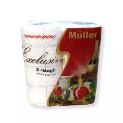 Háztartási papírtörlő kéztörlő 3 rétegű 2 tekercses Exclusive fehér Papírtörlők Müller