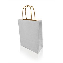 Sodrottfüles papírtáska 185x240mm 80mm talp S méret 250 db/doboz, fehér Papírzacskó , zsák h-Green