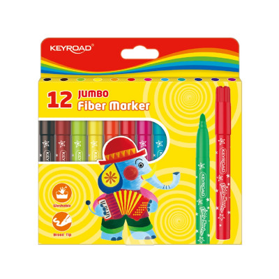 Rostirón, filctoll készlet 5 mm 12 db/bliszter Keyroad Jumbo vegyes színek Rostirón, filctoll készlet 5 mm 12 db/bliszter Keyroad Jumbo vegyes színek