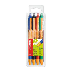 Golyóstoll nyomógombos 0,5mm, Stabilo pointball 6030/4 4-es készlet Golyóstoll Stabilo