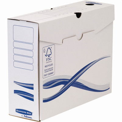 Archiváló doboz A4+, 100mm, Fellowes® Bankers Box Basic, 10 db/csomag, kék-fehér Archiváló doboz A4+, 100mm, Fellowes® Bankers Box Basic, 10 db/csomag, kék-fehér