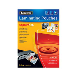 Lamináló fólia, 54x86mm, 125 mikron, fényes, 100 db/doboz, Fellowes® Kötészeti kellék Fellowes