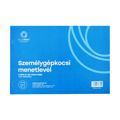 Személygépkocsi menetlevél 100lap,os tömb A4, fekvő D.GEPJ.31 Bluering®
