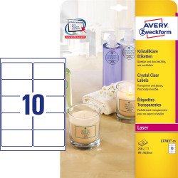 Etikett címke, 96 x50,8mm,víztiszta, 10 címke/ív, 25 ív/doboz, Avery átlátszó Etikett - címke Avery