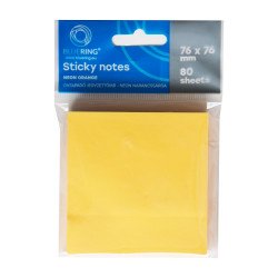 Jegyzettömb öntapadó, 76x76mm, 80lap, Bluering® , neon narancs Öntapadó jegyzettömb Bluering