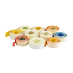 Árazószalag 25x12mm, stancolt 10 tekercs/csomag, Bluering®, fehér Árazószalag Bluering