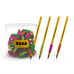 Ceruza markolat, spirál, szilikon, neon, 72 db/display, Silka Ceruzafogó Silka