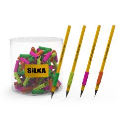 Ceruza markolat, spirál, szilikon, neon, 72 db/display, Silka Ceruzafogó Silka