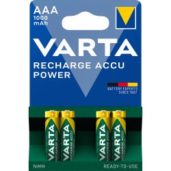 Elem tölthető akku AAA mikro 1000 mAH Power 4 db/csomag, Varta Elem, akkumulátor, töltő Varta