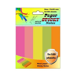 Jelölőcímke 15x50mm, 5x100lap papír, neon színek Antilop Jelölőcímke Antilop