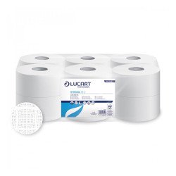 Toalettpapír 2 rétegű közületi átmérő: 19 cm 600 lap/tekercs 12 tekercs/karton Aquastream 150 Lucart_812223J fehér Toalettpapírok Lucart