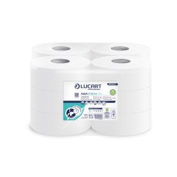 Toalettpapír 2 rétegű közületi átmérő: 19 cm 600 lap/tekercs 12 tekercs/karton Aquastream 150 Lucart_812223J fehér Toalettpapírok Lucart