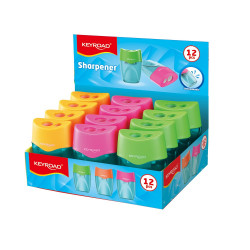 Hegyező 2 lyukú tartályos 12 db/display Keyroad Mellow 2 vegyes színek Hegyező Keyroad