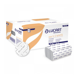 Kéztörlő 2 rétegű V hajtogatású 190 lap/csomag 20 cs/karton Easy White Lucart_863048 fehér Papírtörlők Lucart