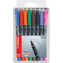 Alkoholos marker készlet 0,4mm, STABILO OHPen S, 8 klf. szín Permanent marker Stabilo