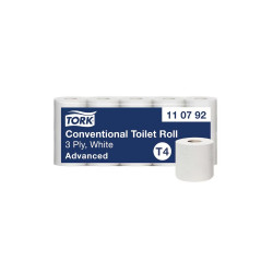 Toalettpapír 3 rétegű kistekercses átmérő: 12 cm 150 lap/tekercs 10 tekercs/csomag Advanced T4 Tork_110792 fehér