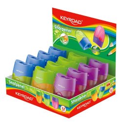 Hegyező 2 lyukú tartályos 12 db/display Keyroad Mellow vegyes színek Hegyező Keyroad