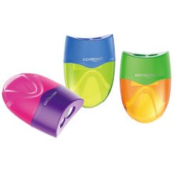 Hegyező 2 lyukú tartályos 12 db/display Keyroad Mellow vegyes színek Hegyező Keyroad