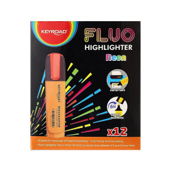 Szövegkiemelő vágott hegyű, lapos test Keyroad Fluo neon narancs Szövegkiemelő Keyroad