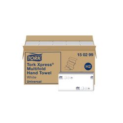 Kéztörlő 2 rétegű Z hajtogatott 237 lap/csomag 21,3 x 23,4 cm 20 csomag/karton Universal Xpress® H2 Tork_150299 fehér Papírtörlők TORK