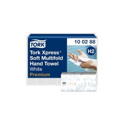 Kéztörlő 2 rétegű hajtogatott 110 lap/csomag 21 csomag/karton Premium Soft Multifold Xpress® H2 Tork_100288 fehér Papírtörlők TORK