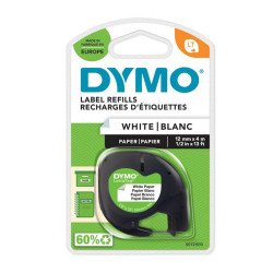 Feliratozógép szalag Dymo Letratag S0721510/59421 papír 12mmx4m, ORIGINAL fekete/fehér Nyomtató és feliratozó gép, kellékek Dymo