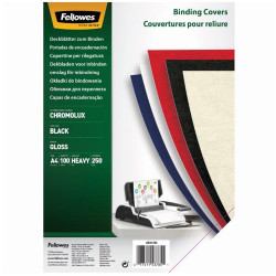 Hátlap, A4, 250 g, fényes, Fellowes® ChromoLux, 100 db/csomag, fekete Kötészeti kellék Fellowes