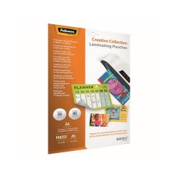 Lamináló fólia, 80 mikron, 5 klf. méretben 5x10 db/doboz, Admire Creativ Fellowes® Kötészeti kellék Fellowes