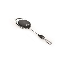 Névjegykártyatartó kihúzható karabineres, Durable with Snap Hook fekete Névkitűző Durable