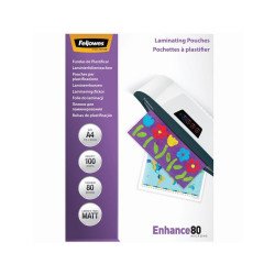 Lamináló fólia, A4, 80 mikron, matt, 100 db/doboz, Fellowes® Kötészeti kellék Fellowes