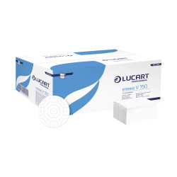 Kéztörlő 2 rétegű V hajtogatású 100 % cellulóz 190 lap/cs 20 cs/karton Lucart Strong V2.25_863051 hófehér Papírtörlők Lucart