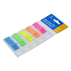 Jelölőcímke 12x45mm, 5x25lap, műanyag 5szín/bliszter, kemény tokos adagolóban Bluering® Jelölőcímke Bluering