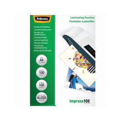 Lamináló fólia, A4, 100 mikron, fényes, 100 db/doboz, Fellowes® Kötészeti kellék Fellowes