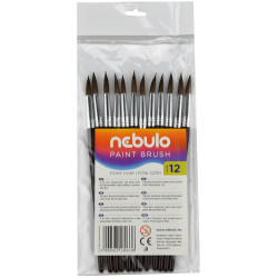 Ecset 12-es festett nyéllel 12 db/csomag, Nebulo Iskolai ecset és kelléke Nebulo