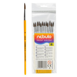 Ecset 6-os festett nyéllel 12 db/csomag, Nebulo Iskolai ecset és kelléke Nebulo