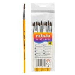 Ecset 6-os festett nyéllel 12 db/csomag, Nebulo Iskolai ecset és kelléke Nebulo