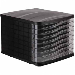 Fiókos irattároló, 8 fiókkal, műanyag fekete, víztiszta fiókokkal Bluering® Fiókos irattároló, irattartó Bluering