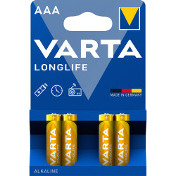Elem AAA mikro LR03 Longlife 4 db/csomag, Varta Elem, akkumulátor, töltő Varta